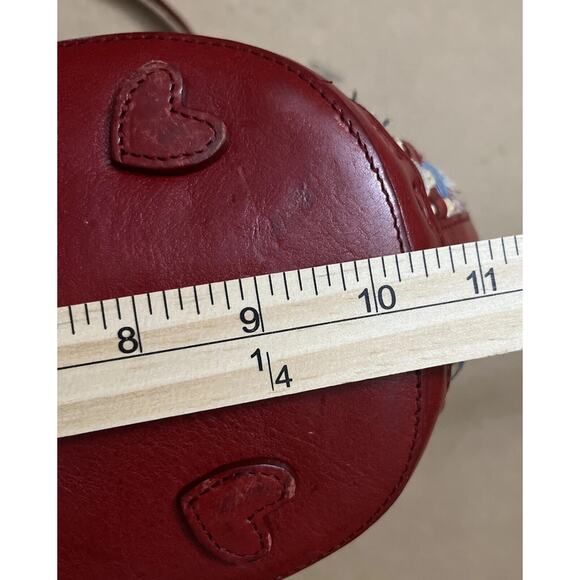 BRIGHTON Woven Red Leather Trim Tote Bag Heart Charm Paisley America RWB USA - Picture 16 of 16